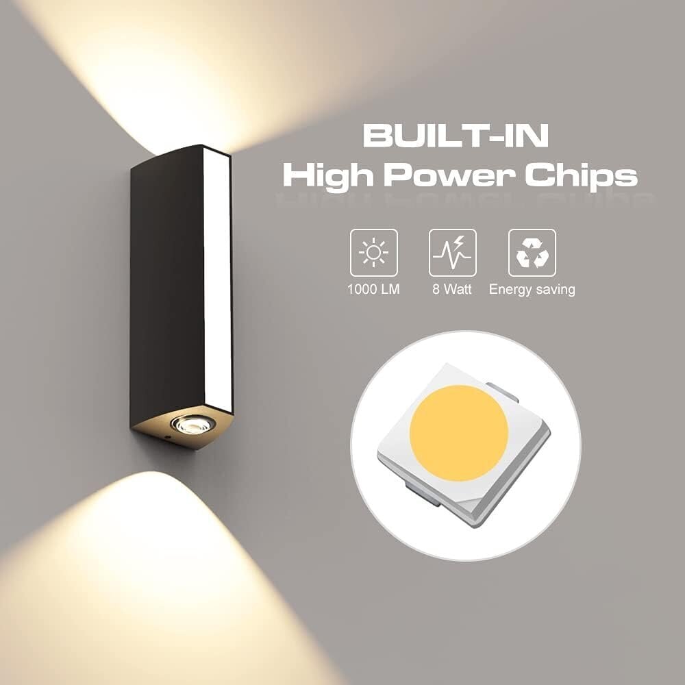 Moderns LED sienas gaismeklis Shinbeam, 8W, 960LM, melns cena un informācija | Sienas lampas | 220.lv