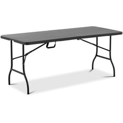 Dārza saliekamais galds, 183x75x74 cm, melns cena un informācija | Dārza galdi | 220.lv