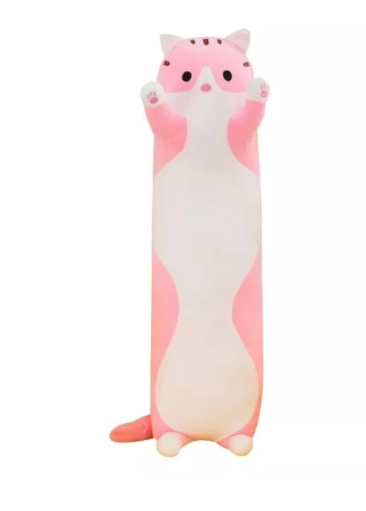 Plīša rotaļlieta-spilvena kaķis rozā, 50 cm cena un informācija | Mīkstās (plīša) rotaļlietas | 220.lv