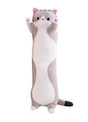 Plīša rotaļlieta-spilvens kaķis pelēks, 50 cm cena un informācija | Mīkstās (plīša) rotaļlietas | 220.lv