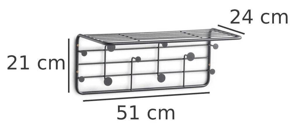 Apģērba pakaramais ar plauktu Zeller, 51x21x24 cm, melns cena un informācija | Drēbju pakaramie | 220.lv