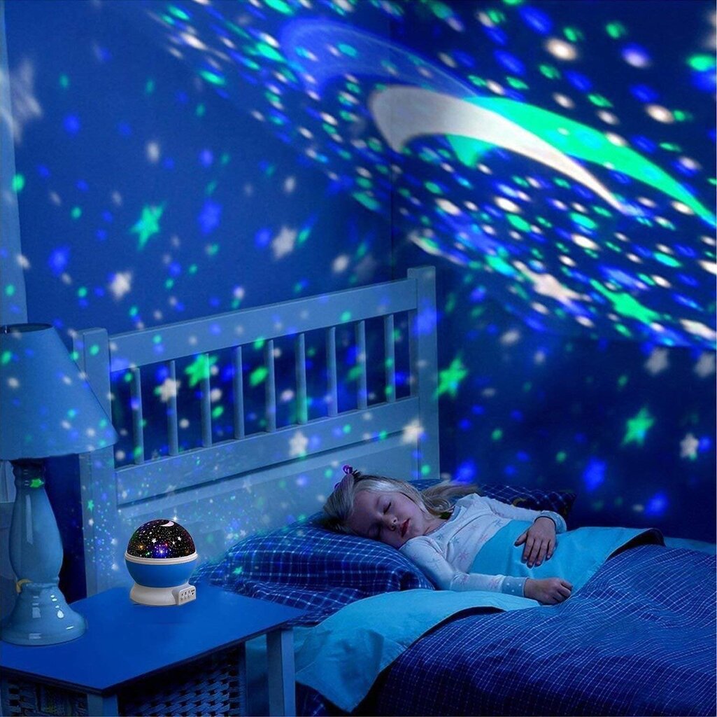 Bērnu galda lampa ar projektoru, zila cena un informācija | Lampas bērnu istabai | 220.lv