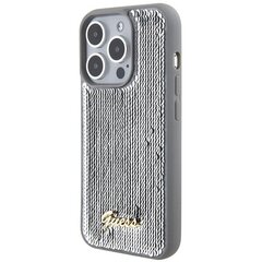 Guess GUHCP15LPSFDGSS iPhone 15 Pro 6.1" srebrny|silver hardcase Sequin Script Metal цена и информация | Чехлы для телефонов | 220.lv