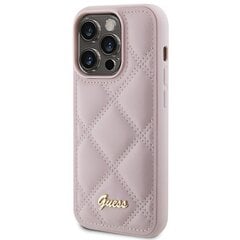 Guess GUHCP15LPSQSQSP iPhone 15 Pro 6.1" różowy|pink hardcase Quilted Metal Logo цена и информация | Чехлы для телефонов | 220.lv