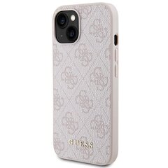 Guess GUHCP15SG4GFPI iPhone 15 6.1" różowy|pink hard case 4G Metal Gold Logo цена и информация | Чехлы для телефонов | 220.lv