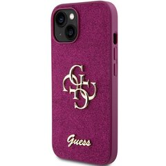 Guess GUHCP15SHG4SGU iPhone 15 6.1" fioletowy|purple hardcase Glitter Script Big 4G цена и информация | Чехлы для телефонов | 220.lv