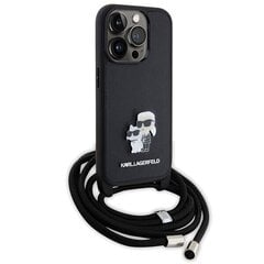 Karl Lagerfeld KLHCP15LSAKCPSK iPhone 15 Pro 6.1" hardcase czarny|black Crossbody Saffiano Metal Pin Karl & Choupette цена и информация | Чехлы для телефонов | 220.lv