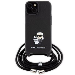 Karl Lagerfeld KLHCP15MSAKCPSK iPhone 15 Plus 6.7" hardcase czarny|black Crossbody Saffiano Metal Pin Karl & Choupette цена и информация | Чехлы для телефонов | 220.lv