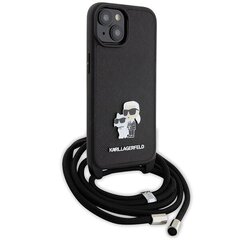 Karl Lagerfeld KLHCP15SSAKCPSK iPhone 15 6.1" hardcase czarny|black Crossbody Saffiano Metal Pin Karl & Choupette цена и информация | Чехлы для телефонов | 220.lv