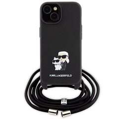 Karl Lagerfeld KLHCP15SSAKCPSK iPhone 15 6.1" hardcase czarny|black Crossbody Saffiano Metal Pin Karl & Choupette цена и информация | Чехлы для телефонов | 220.lv