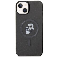 Karl Lagerfeld KLHMP15SHGKCNOK iPhone 15 6.1" czarny|black hardcase Karl&Choupette Glitter MagSafe цена и информация | Чехлы для телефонов | 220.lv