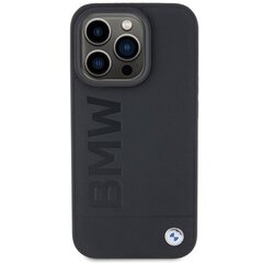 BMW BMHMP15LSLLBK iPhone 15 Pro 6.1" czarny|black MagSafe Leather Hot Stamp цена и информация | Чехлы для телефонов | 220.lv