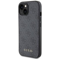 Guess GUHCP15SG4GFGR iPhone 15 6.1" szary|grey hard case 4G Metal Gold Logo цена и информация | Чехлы для телефонов | 220.lv