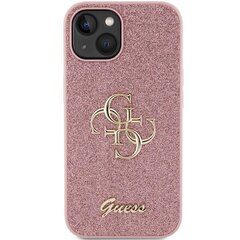 Guess GUHCP15SHG4SGP iPhone 15 6.1" różowy|pink hardcase Glitter Script Big 4G цена и информация | Чехлы для телефонов | 220.lv