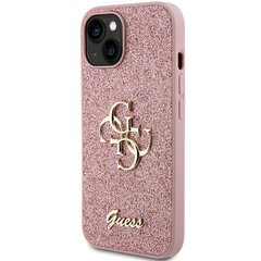 Guess GUHCP15SHG4SGP iPhone 15 6.1" różowy|pink hardcase Glitter Script Big 4G цена и информация | Чехлы для телефонов | 220.lv