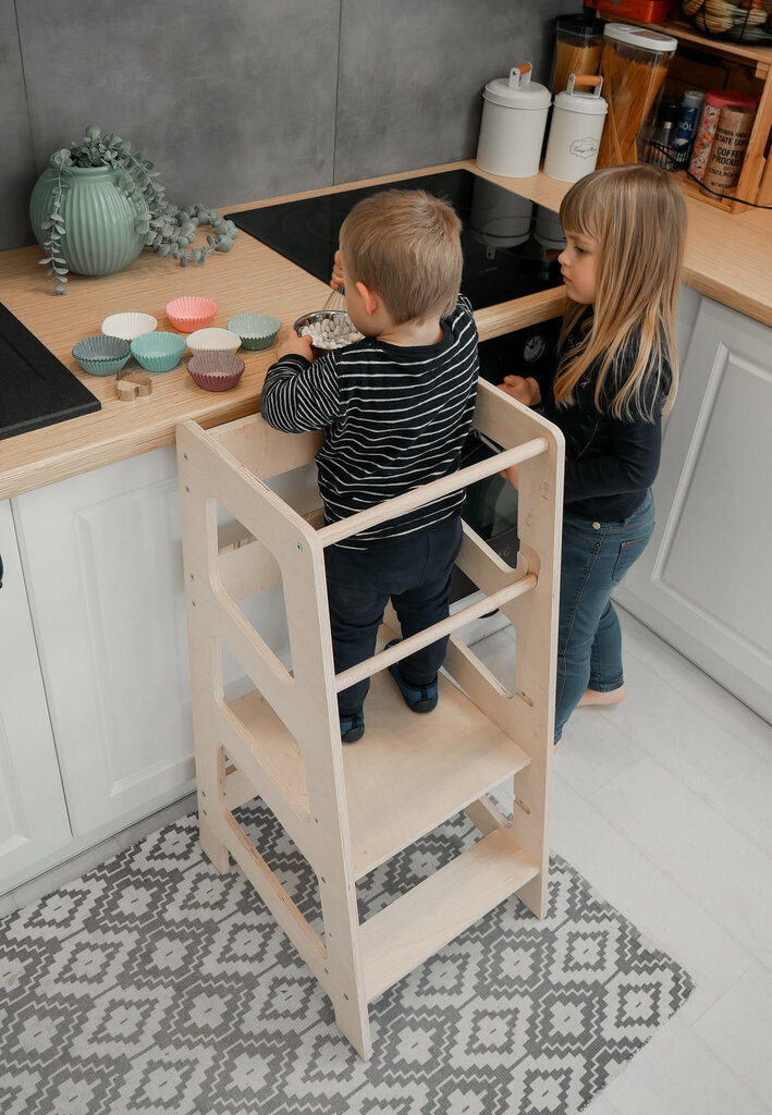 Virtuves tornis Babylike N3R, brūns cena un informācija | Bērnu krēsliņi un bērnu galdiņi | 220.lv