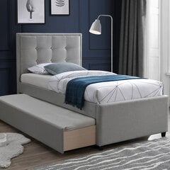 Кровать OSWALDO 90x200см, с двумя матрасами HARMONY UNO, платиново-серый цена и информация | Кровати | 220.lv