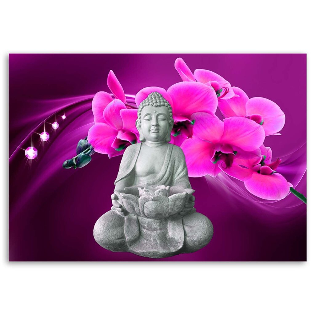 Glezna uz audekla, Buda ar rozā orhideju цена и информация | Gleznas | 220.lv