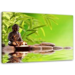 Glezna uz audekla, Buda un bambusa lapas cena un informācija | Gleznas | 220.lv