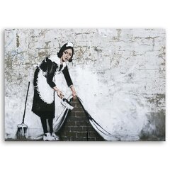 Glezna uz audekla, Banksy kalpone - sienas gleznojums ielas mākslā cena un informācija | Gleznas | 220.lv