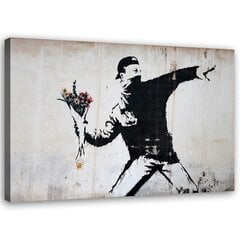 Glezna uz audekla, Banksy huligāns, kas met puķu pušķi cena un informācija | Gleznas | 220.lv