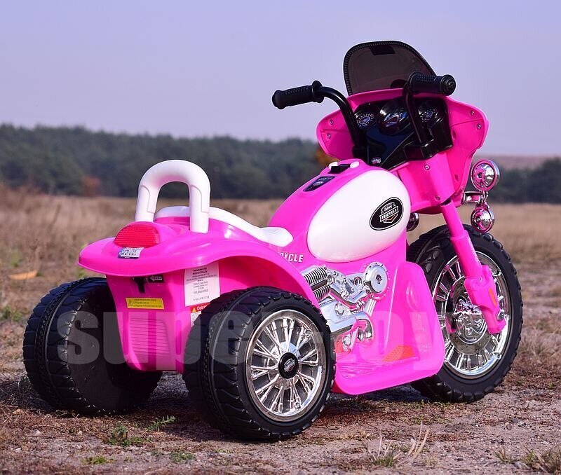 Policijas motocikls ar motoru Super-Toys, rozā cena un informācija | Bērnu elektroauto | 220.lv