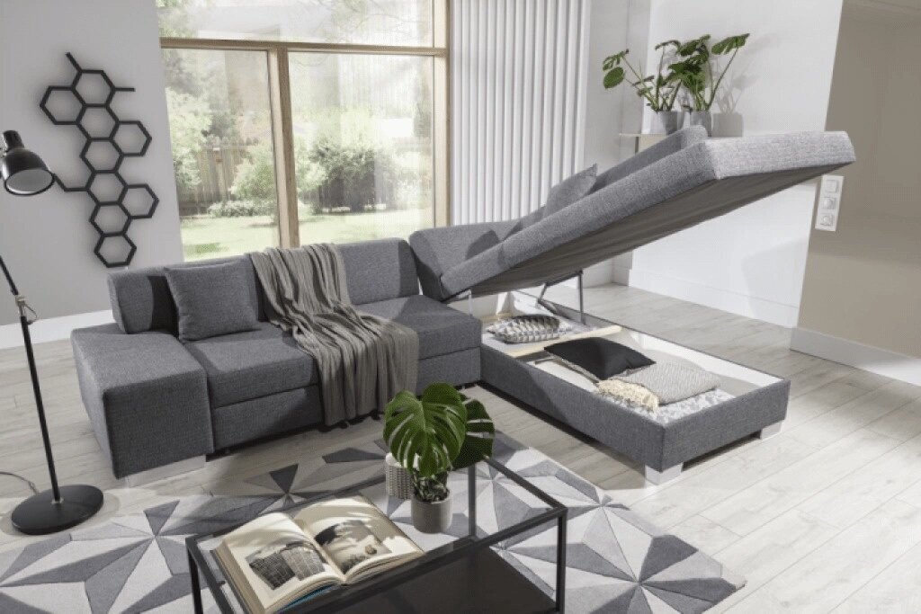 Stūra dīvāns Porto, zaļš/pelēks cena un informācija | Stūra dīvāni | 220.lv