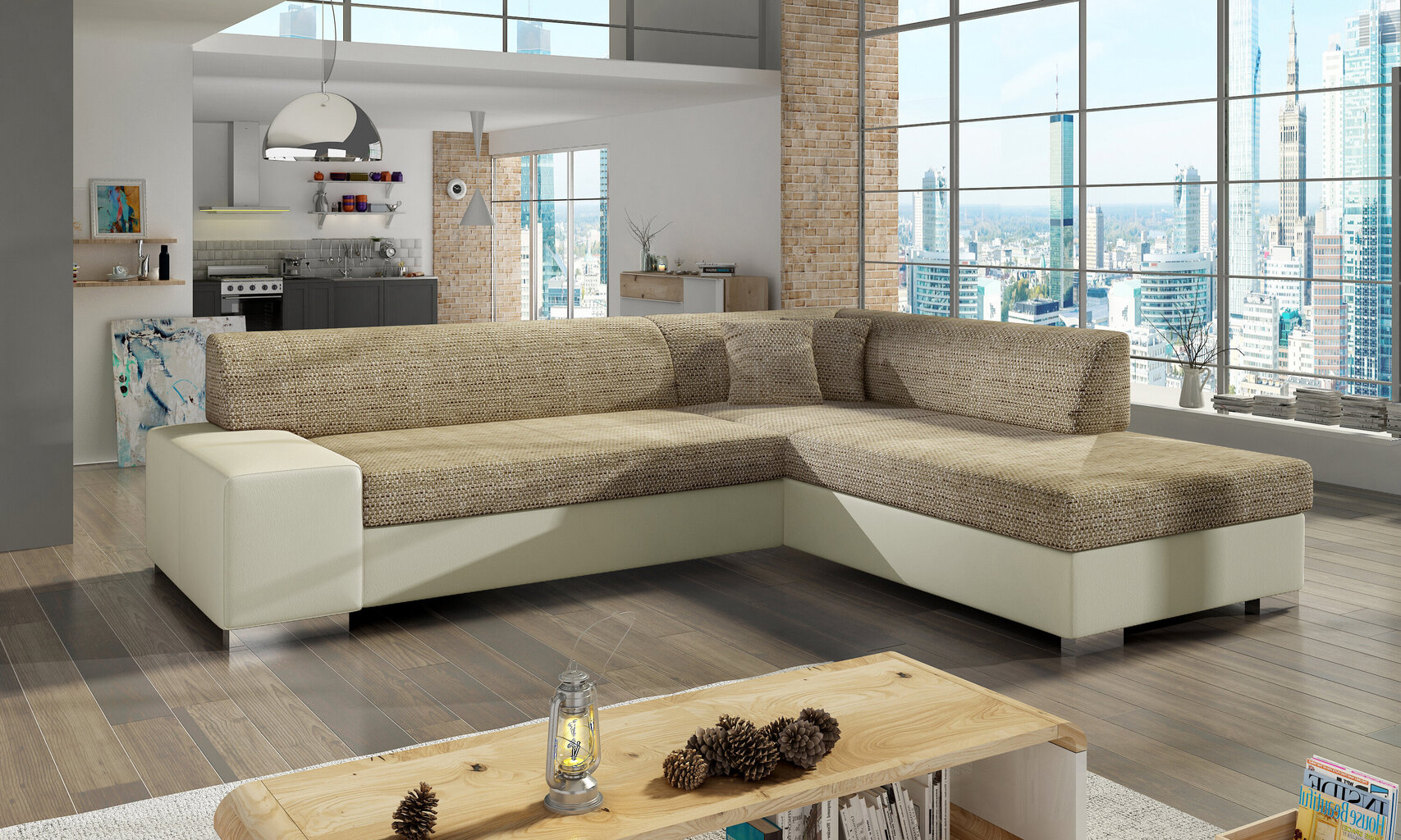 Stūra dīvāns Porto, smilšu cena un informācija | Stūra dīvāni | 220.lv