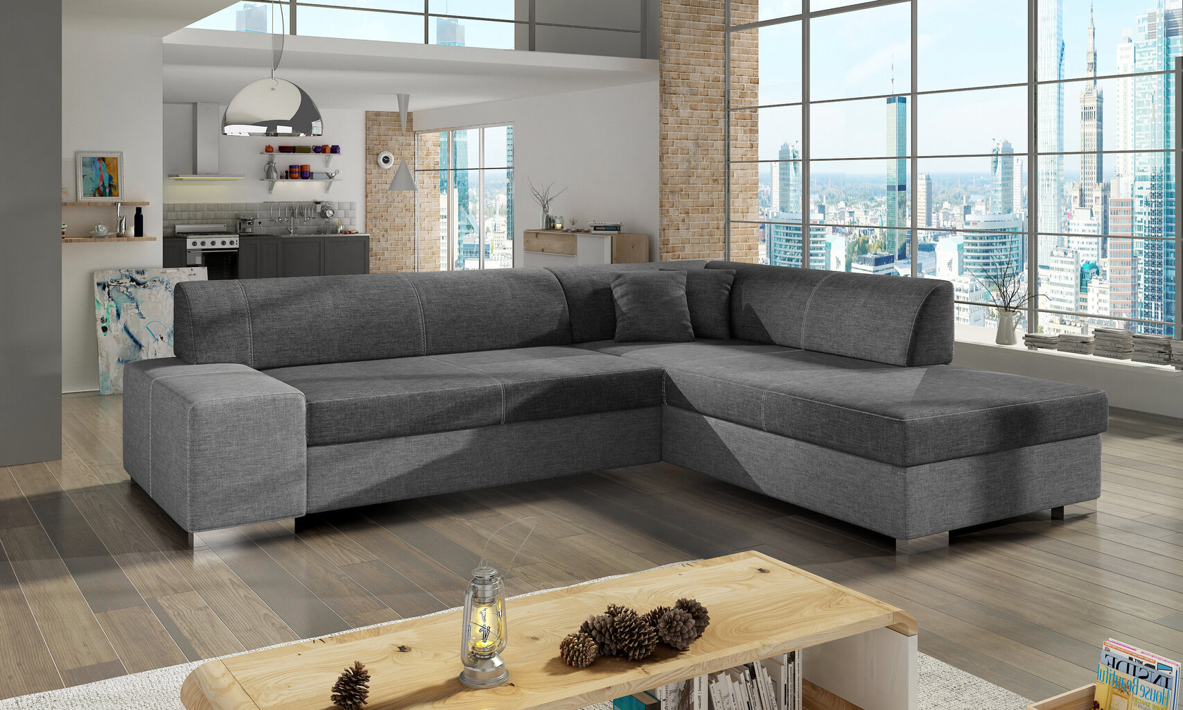 Stūra dīvāns Porto, pelēks цена и информация | Stūra dīvāni | 220.lv