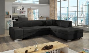 Stūra dīvāns Porto, melns цена и информация | Угловые диваны | 220.lv