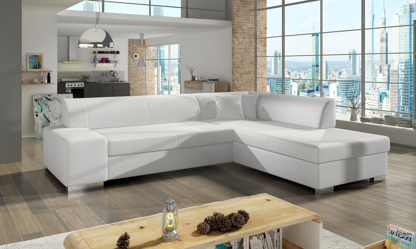 Stūra dīvāns Porto, balts cena un informācija | Stūra dīvāni | 220.lv