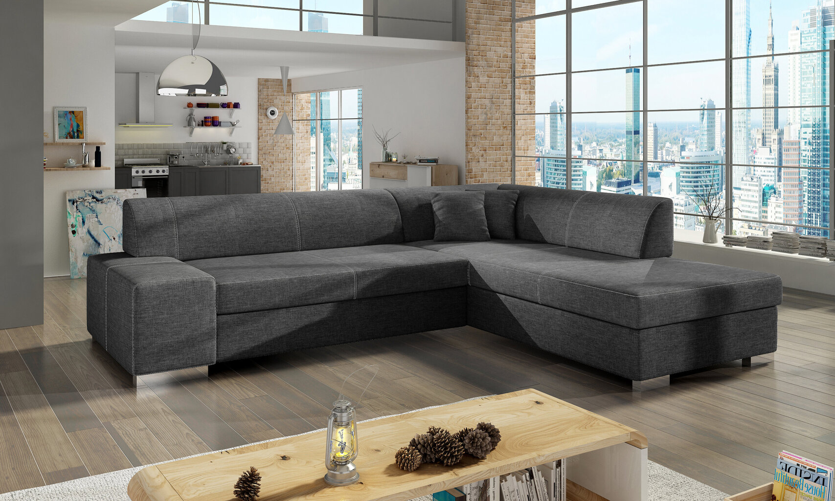 Stūra dīvāns Porto, pelēks цена и информация | Stūra dīvāni | 220.lv