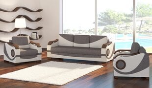 3-ju daļu mīksto mēbeļu komplekts Puerto 3+1+1, balts/pelēks cena un informācija | Dīvānu komplekti | 220.lv