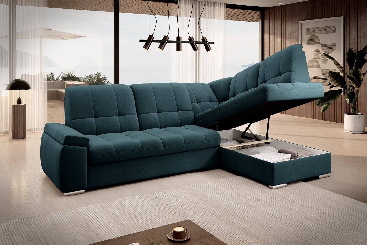Stūra dīvāns Sado, zaļš cena un informācija | Stūra dīvāni | 220.lv