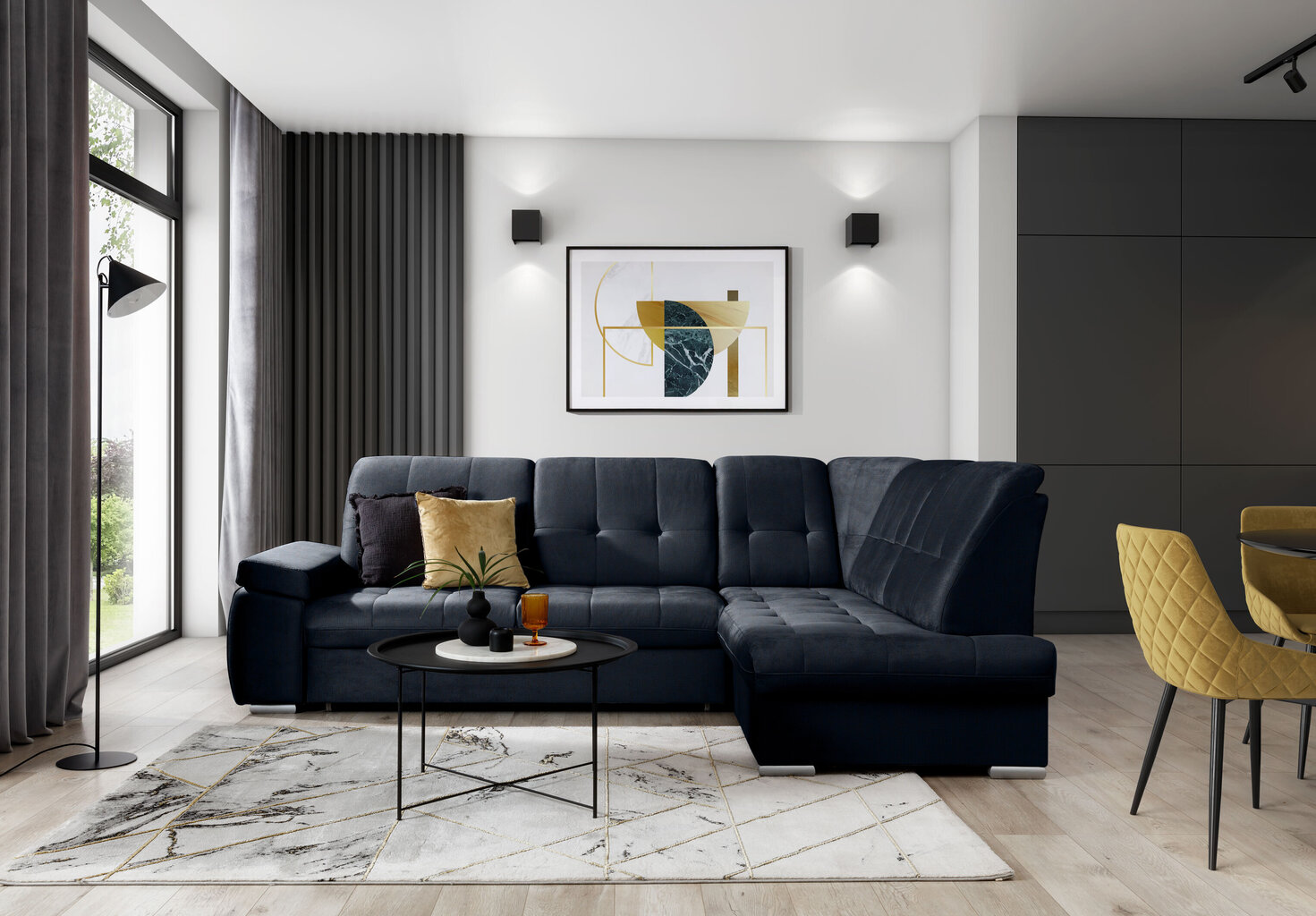 Stūra dīvāns Sado, zils cena un informācija | Stūra dīvāni | 220.lv