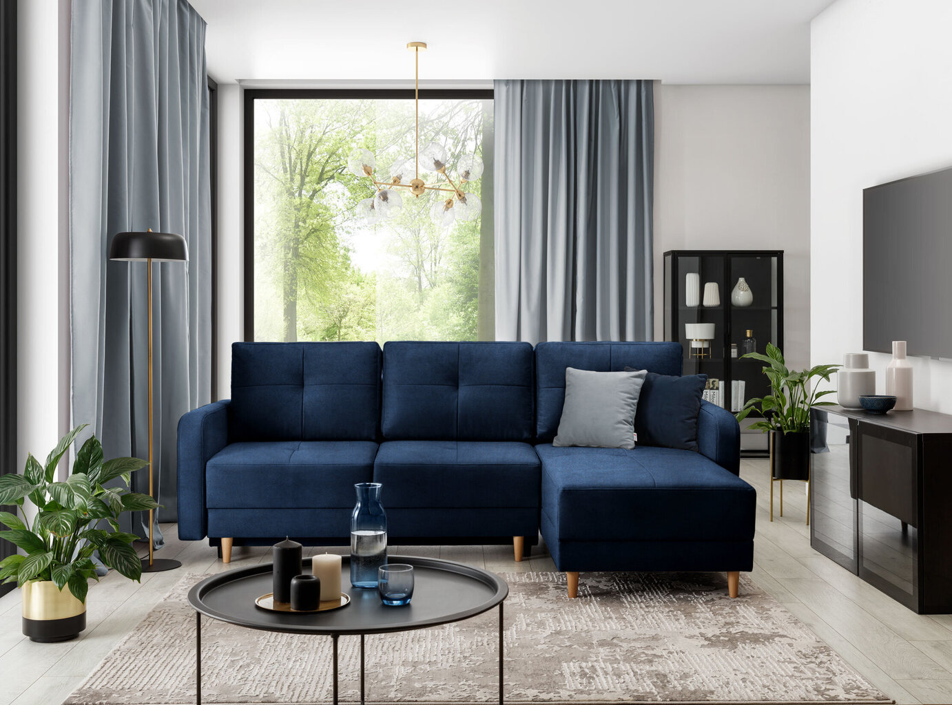 Stūra dīvāns Roxi, zils цена и информация | Stūra dīvāni | 220.lv
