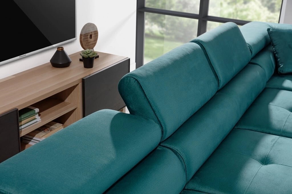 Stūra dīvāns Rodrigo, pelēks/zaļš cena un informācija | Stūra dīvāni | 220.lv