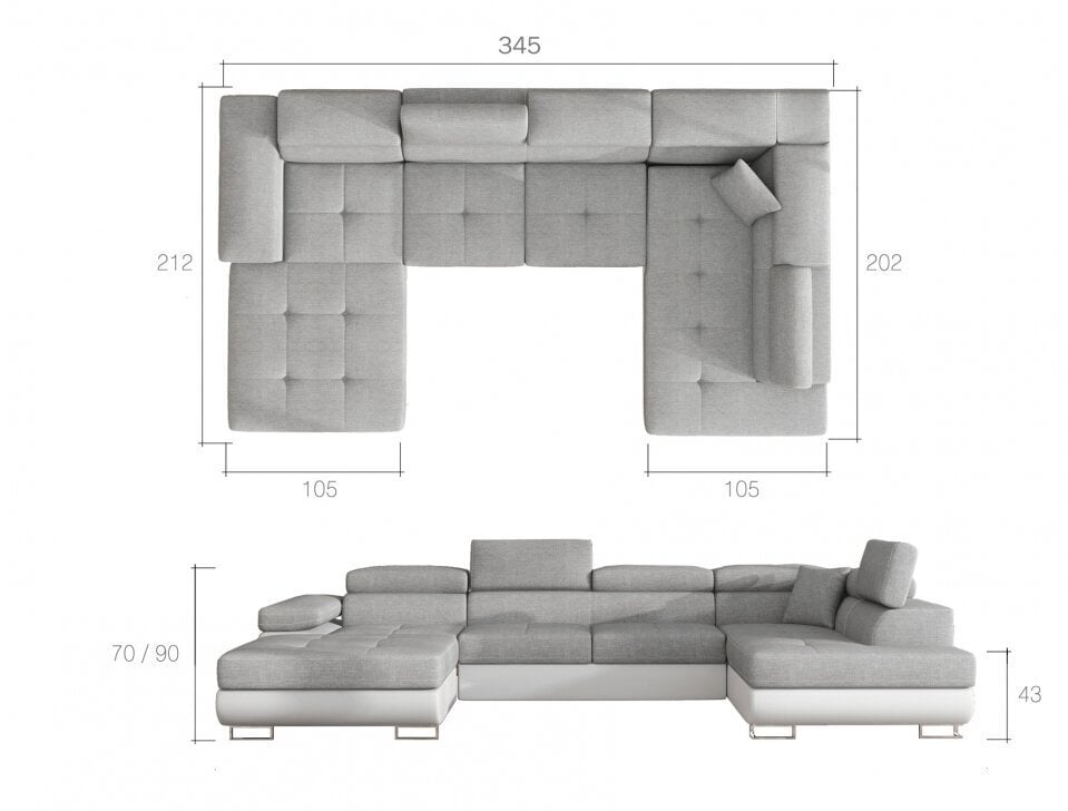 Stūra dīvāns Rodrigo, melns cena un informācija | Stūra dīvāni | 220.lv