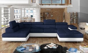 Stūra dīvāns Rodrigo, balts/zils cena un informācija | Stūra dīvāni | 220.lv