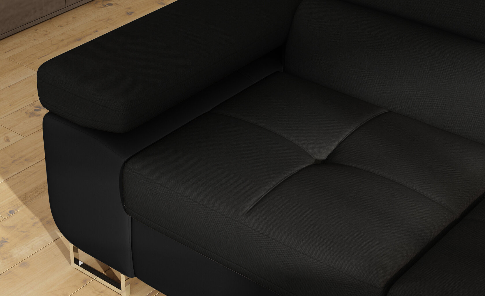Stūra dīvāns Anton, melns cena un informācija | Stūra dīvāni | 220.lv