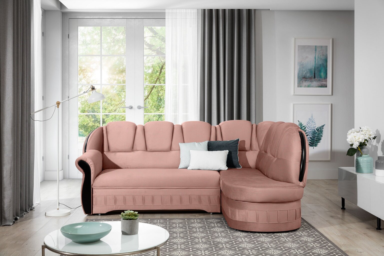 Stūra dīvāns Lord, rozā cena un informācija | Stūra dīvāni | 220.lv