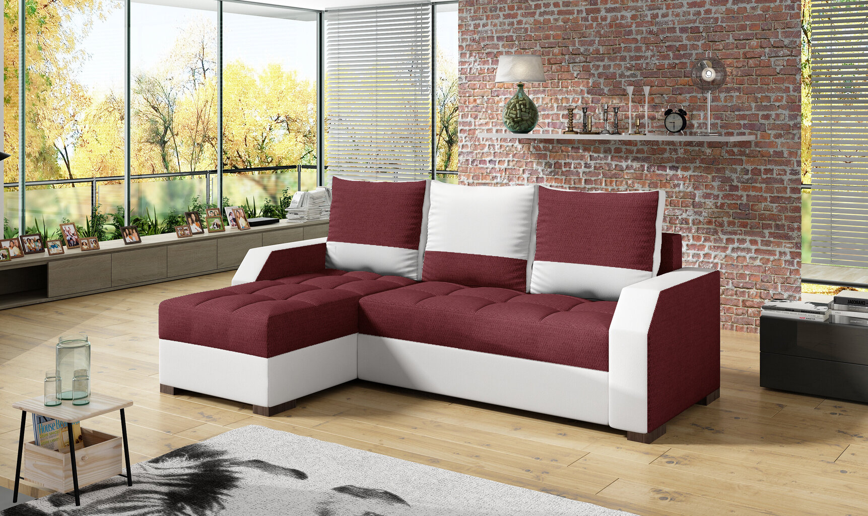Stūra dīvāns Aris, balts/sarkans цена и информация | Stūra dīvāni | 220.lv