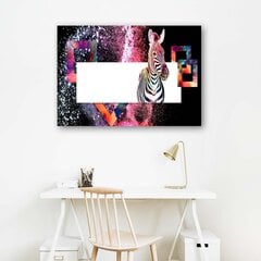 Glezna uz audekla, Daudzkrāsaina zebra uz melna fona cena un informācija | Gleznas | 220.lv