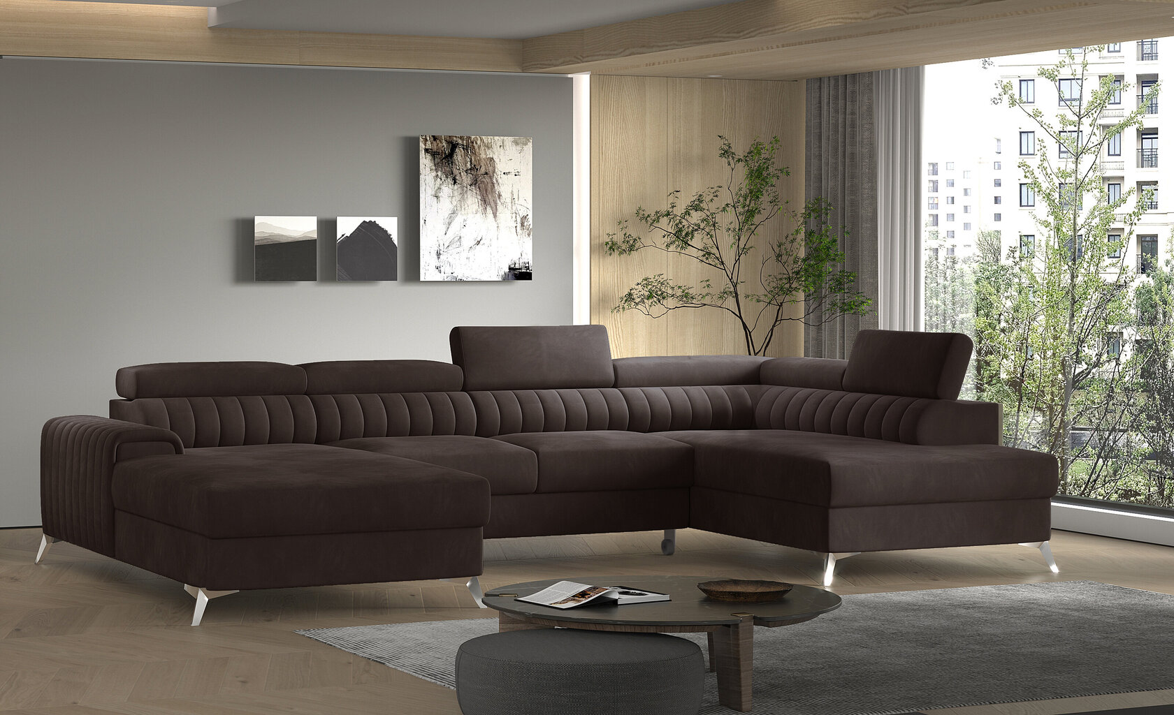 Stūra dīvāns Lacante, brūns цена и информация | Stūra dīvāni | 220.lv