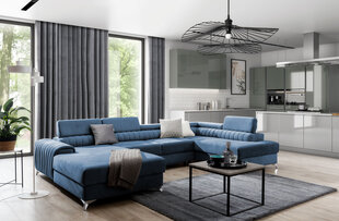 Stūra dīvāns Lacante, zils cena un informācija | Stūra dīvāni | 220.lv
