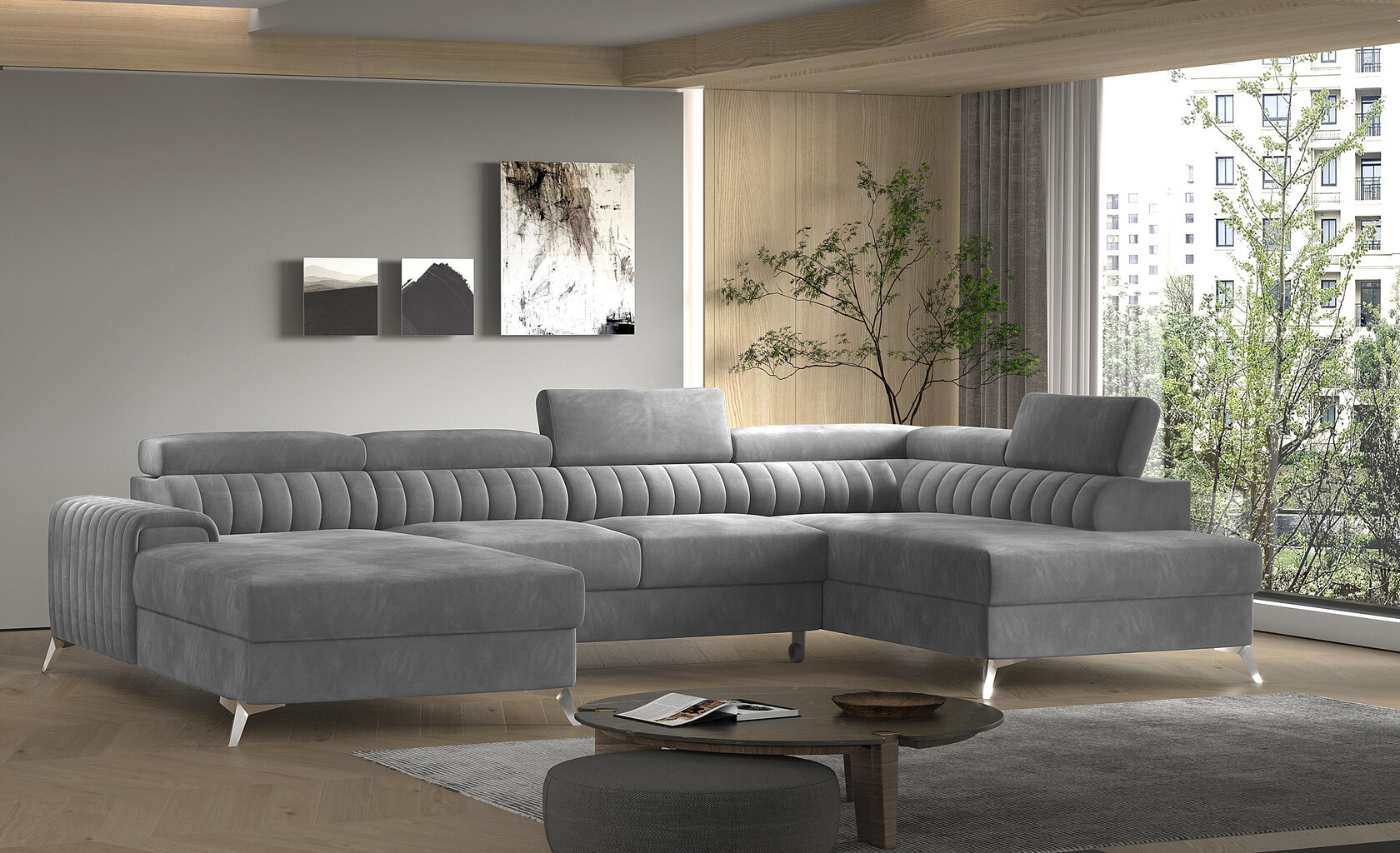 Stūra dīvāns Lacante, pelēks cena un informācija | Stūra dīvāni | 220.lv