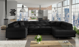 Stūra dīvāns Letto, melns cena un informācija | Stūra dīvāni | 220.lv
