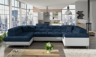 Stūra dīvāns Letto, zils/balts cena un informācija | Stūra dīvāni | 220.lv