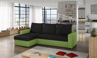 Stūra dīvāns Livio, melns/zaļš cena un informācija | Stūra dīvāni | 220.lv