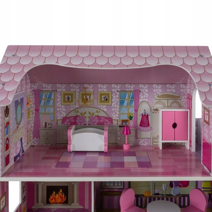 Leļļu namiņš un koka mēbeles Kruzzel, 70 cm цена и информация | Rotaļlietas meitenēm | 220.lv